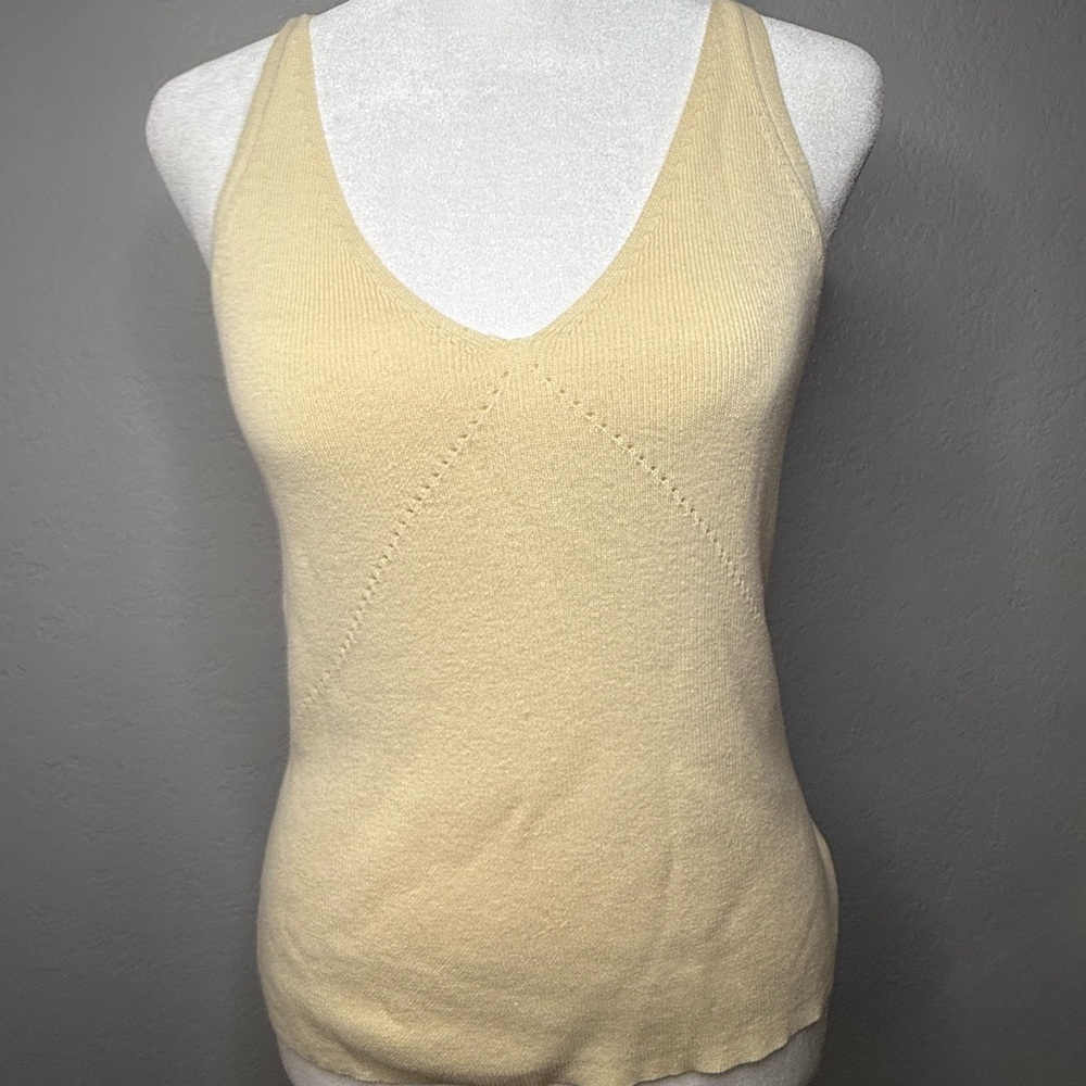 Anthropologie Yellow Ribbed Fitted Tank Top
